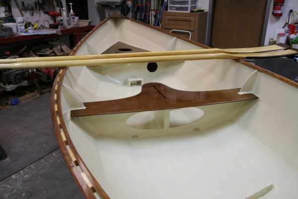 The dimensions are 15' x 4' 8". The hull is Okoume marine plywood 